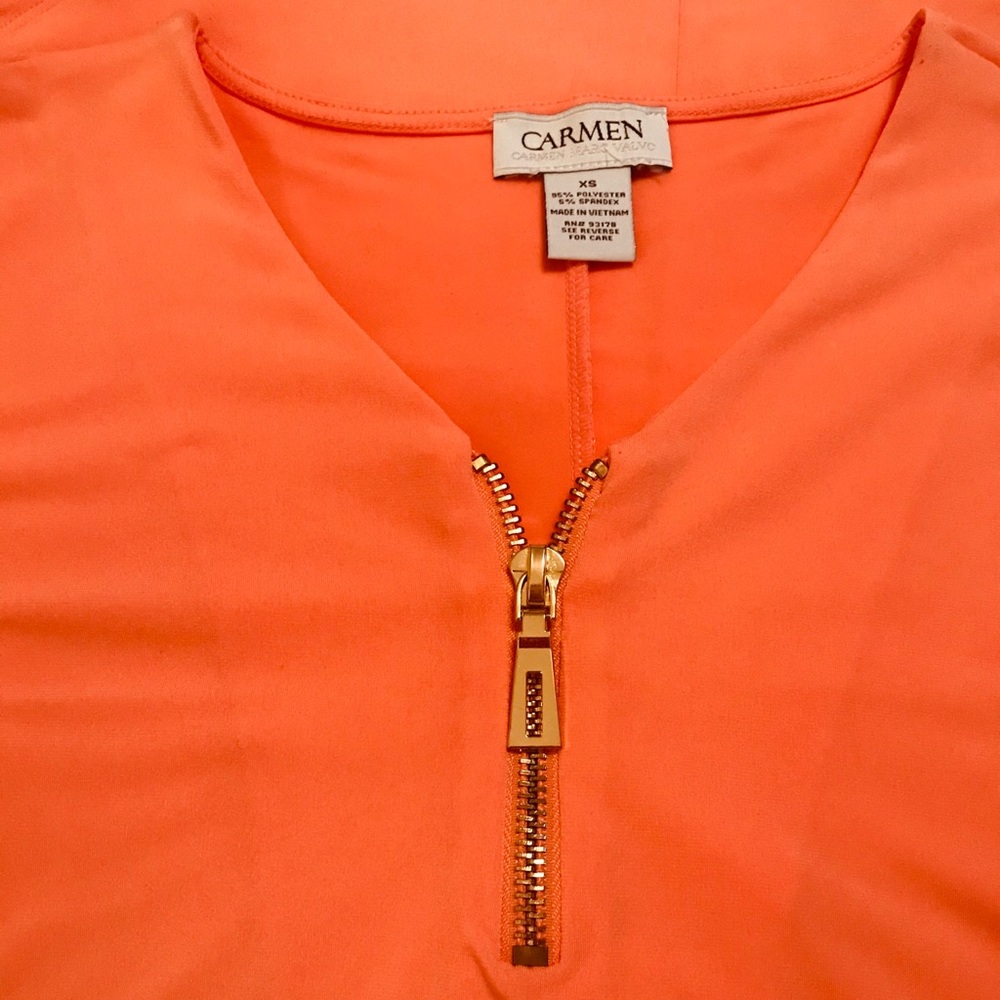 #005. Carmen Marc Valvo orange tank dress top - Picture 8 of 9